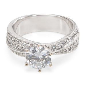 La Reina Diamond Engagement Ring Setting in 18KT Gold 0.49 ctw